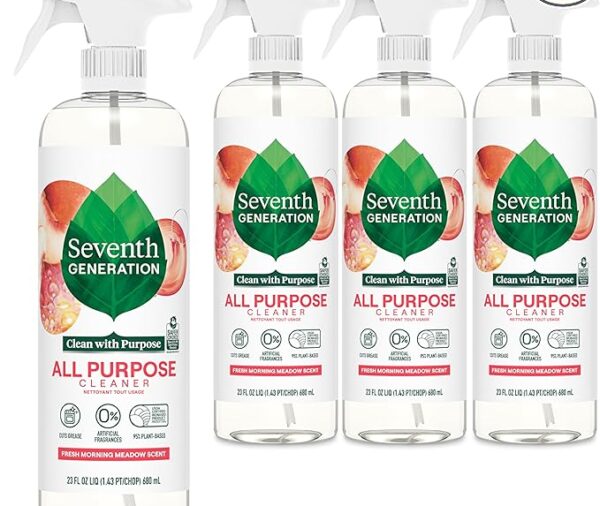 Seventh Generation All Purpose Cleaner, Degreasing Formula, Fresh Morning Meadow Scent, 23 oz (Pack of 4)